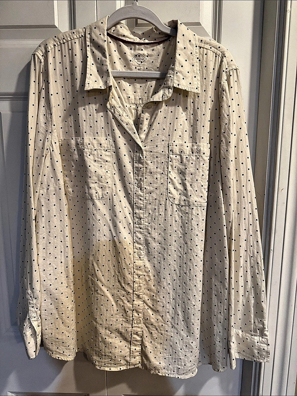 St. John's Bay Polka Dot Cotton Button Down Size 3X